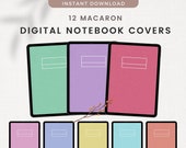 12 Macaron Digital Notebook Covers for Planners, Journals, Rainbow Goodnotes Covers, Minimalist Digital Covers for iPad, Notability
