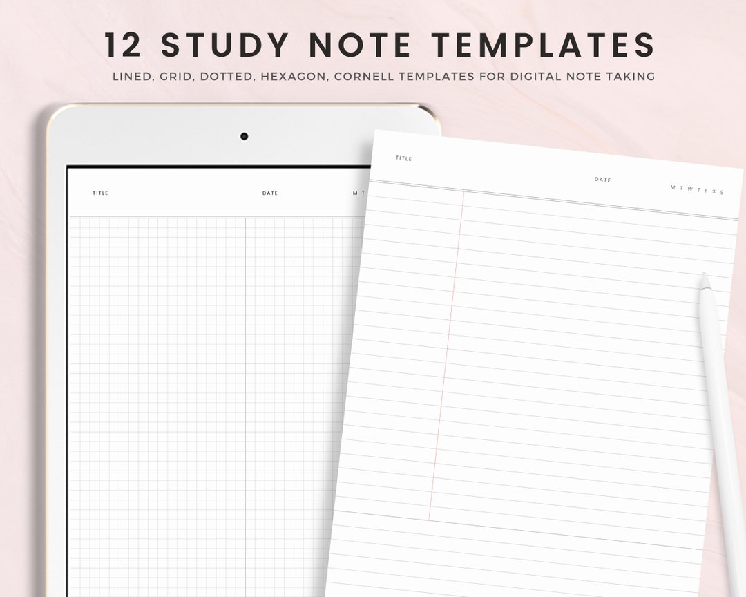 Study Digital Note Taking Template, Student Lecture Notes Template ...