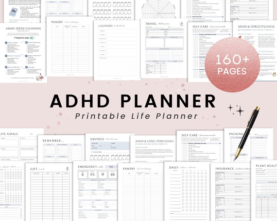 ADHD Adult Planner Printable, Ultimate Neurodivergent Productivity & Organization Journal for Focus, PDF Instant Download