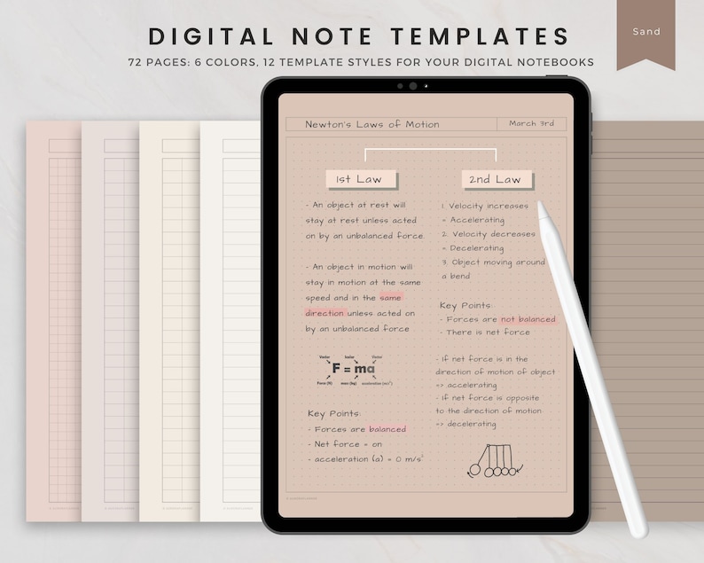 Digital Note Taking Template Digital Notepad Note Taking Etsy