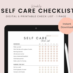 Self Care Checklist, Self-Care Planner, Self Care Digital, Wellness Planner Digital, Daily Wellbeing, Mindfulness - 52 Week Checklist