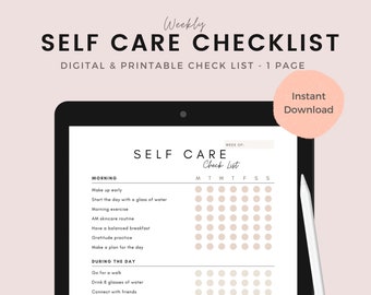 Self Care Checklist, Self-Care Planner, Self Care Digital, Wellness Planner Digital, Daily Wellbeing, Mindfulness - 52 Week Checklist