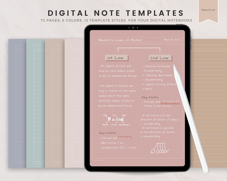 Digital Note Taking Template Digital Notepad Note Taking Etsy