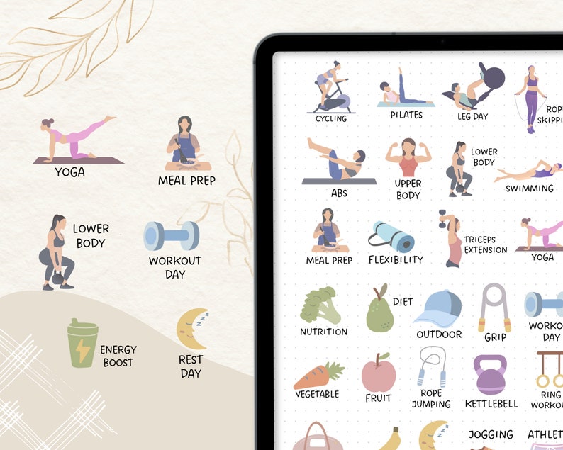 Fitness Digital Planner Stickers for Goodnotes Workout Etsy