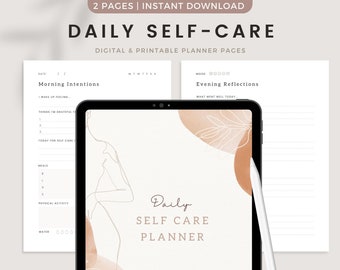 Daily Self Care Journal, Morning & Evening Reflection, Daily Reflection Journal, Daily Check In, 5 minute journal digital, Mindful Journal