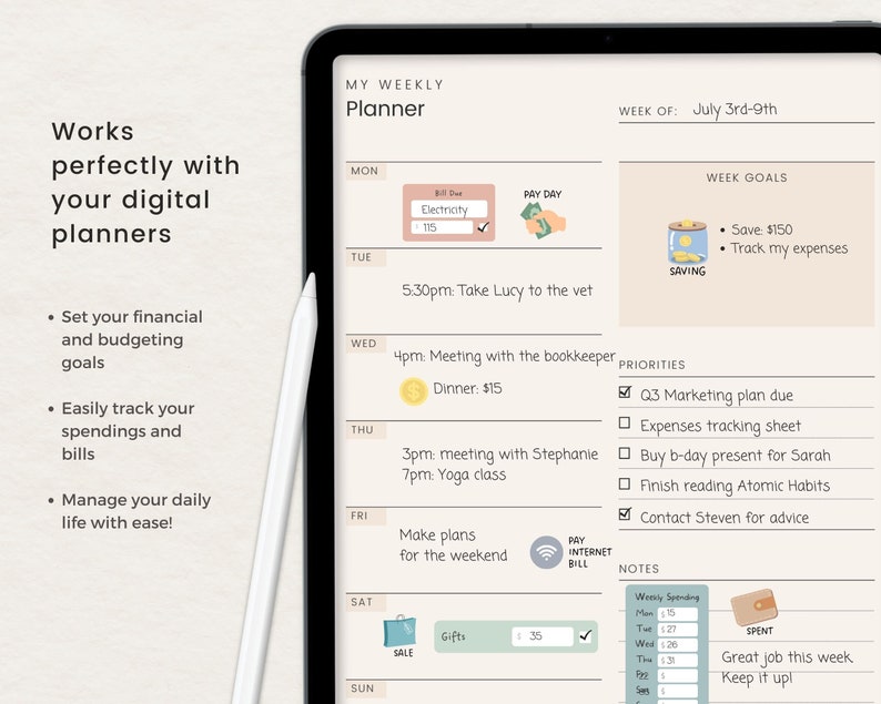 Finance Digital Planner Stickers for Goodnotes Budget Etsy