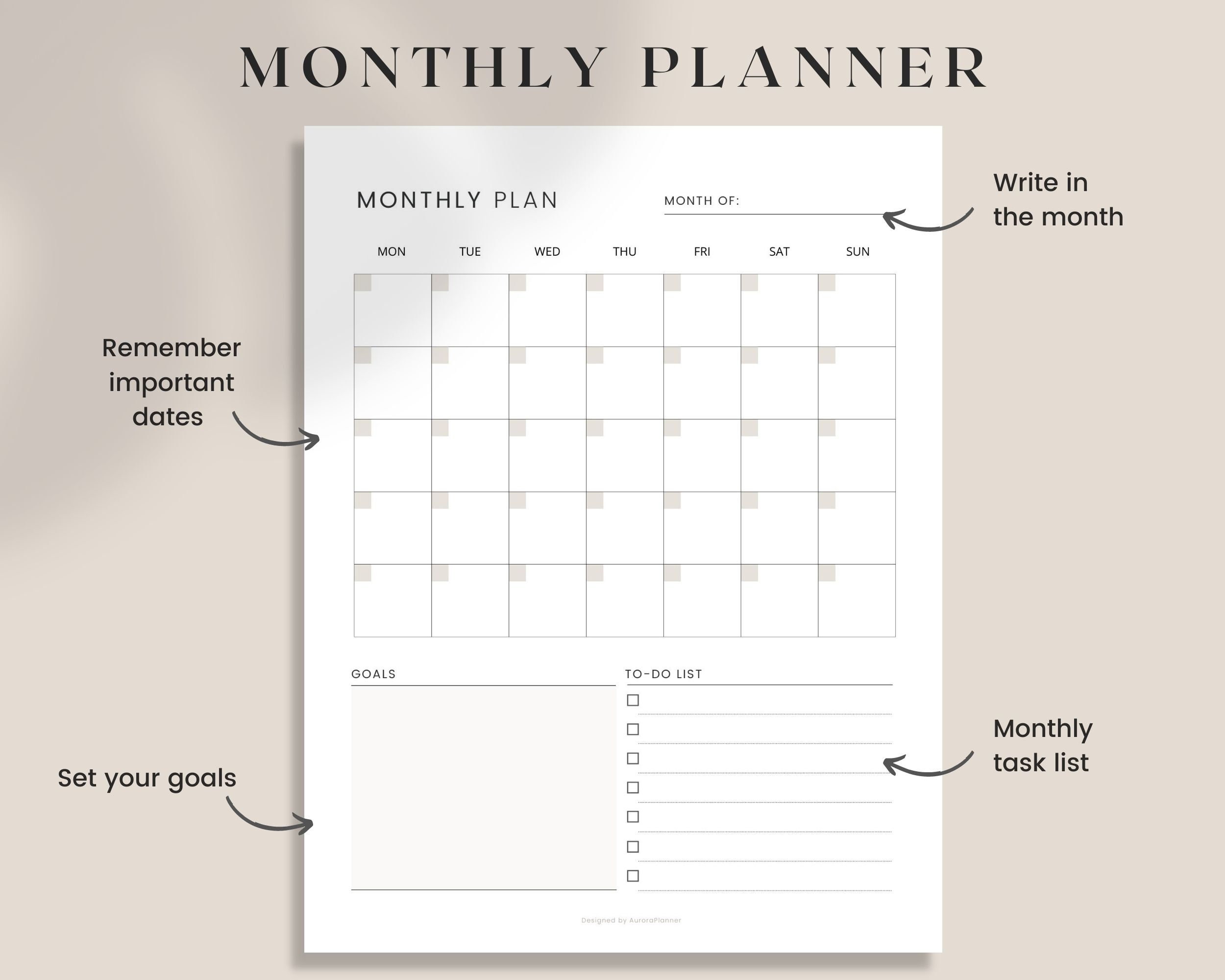 Daily Weekly Monthly Printable Planner Personal Planner - Etsy