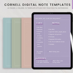 Cornell Digital Note Taking Template, Digital Notepad, Note Taking ...