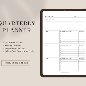 Quarterly Planner, 90-Day Goal Setting, 3 Months To-Do List Planner Printable, 12 Week Goal Planner, Goal Planning Templates, Yearly Goals
