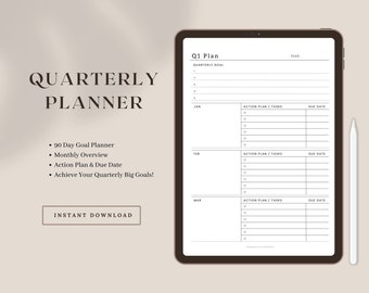 Quarterly Planner, 90-Day Goal Setting, 3 Months To-Do List Planner Printable, 12 Week Goal Planner, Goal Planning Templates, Yearly Goals