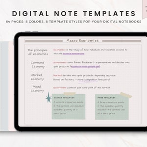 Modello per prendere appunti digitali orizzontali GoodNotes, taccuino orizzontale, modello per notabilità, blocchi per appunti universitari, modello per appunti in carta digitale