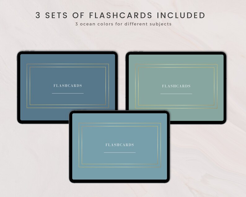 48 Digital Flashcards, Study Cards for Goodnotes, Notability, Lined