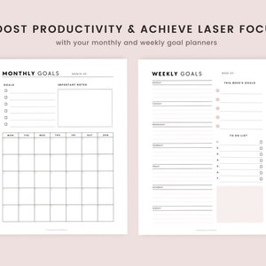 Goal Planner Bundle Printable, 2023 Goals Tracker, SMART Goal Setting ...