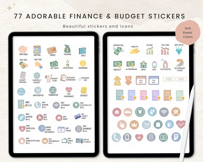 Finance Digital Planner Stickers for Goodnotes Budget Etsy
