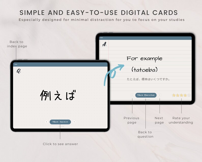 48 Digital Flashcards, Study Cards for Goodnotes, Notability, Lined Digital College Student