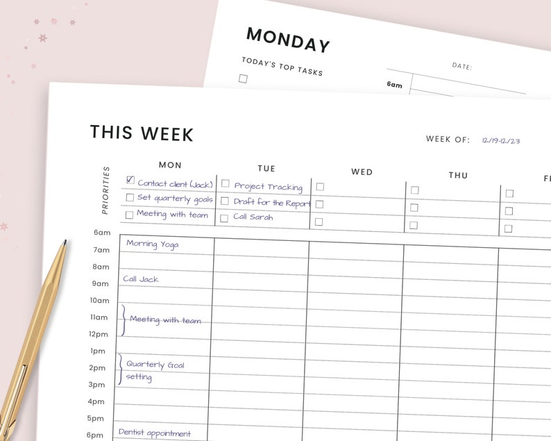 Time Box Planner Bundle Printable Weekly, Daily Hourly Time Blocking ...
