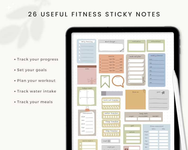 Fitness Digital Planner Stickers for Goodnotes Workout Etsy