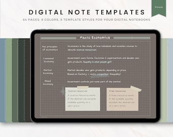 Landscape Digital Note Taking Template GoodNotes, Horizontal Template, Notability Template, College Notebooks, Digital Paper Note Templates