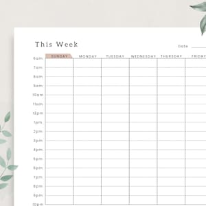 Hourly Weekly Planner Printable Time Blocking Time Blocking Digital