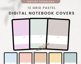 12 Grid Notebook Covers for Planners, Journals, Rainbow Goodnotes Covers, Minimalist Digital Covers for iPad, Notability | US letter
