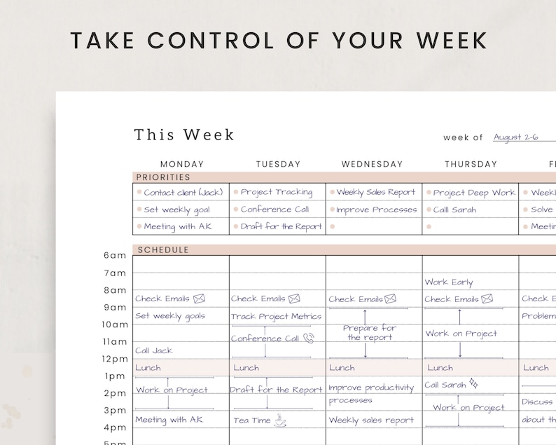 Work Week Time Blocking Planner Printable Time Blocking Pdf - Etsy
