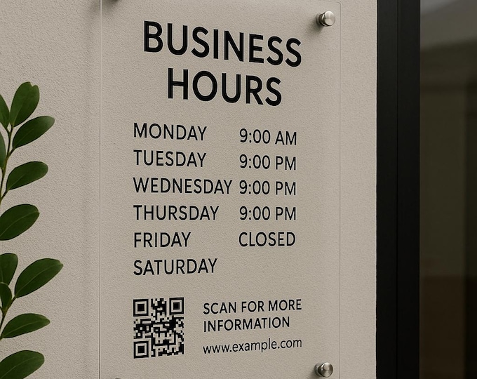 Custom Printed Acrylic Business Hours Sign, Personalised Shop Opening ...