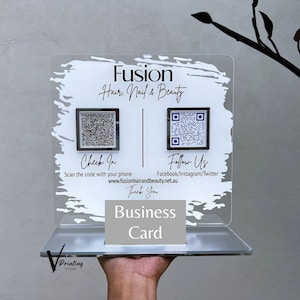 Acrylic Business Card Holder: Social Media QR Code Display