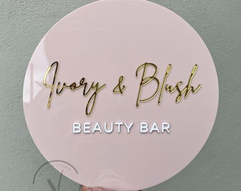 Custom Round Business Logo Sign, 3D Acrylic Business Sign, Salon Logo Sign, Reception Office Wall Sign