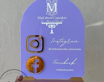 Custom Arch Social Media Sign – QR Code Sign for Business, Booking, Reviews or Payments