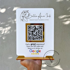 QR Code Google Facebook Review Counter Sign, Business Acrylic Sign | Salon Beautician Hairdresser Signage Display