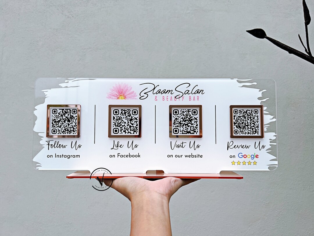 Custom Acrylic QR Code Business Sign: Salon, Social Media, Payment - Etsy