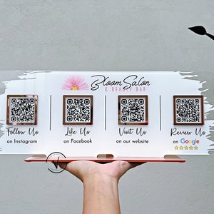 QR Codes Business Facebook Instagram Sign Scan to Pay Sign, Multi QR Code Salon Beautician Hairdresser Social Media Sign Payment Sign