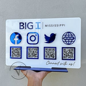 Multi QR Code Instagram Facebook Business Social Media Sign | Salon Sign | Beauty Sign | Hairdressers Beautician Sign
