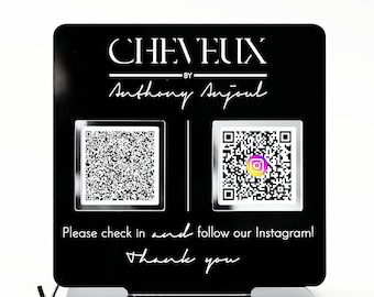Custom Acrylic QR Code Business Sign: Social Media, Scan to Pay