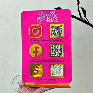 Triple Icon and QR Code Instagram Business Social Media Sign | Salon Sign | Beauty Sign | QR Code Sign Marketing Sign
