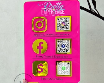 Custom Acrylic Social Media QR Code Sign: Salon & Business Display