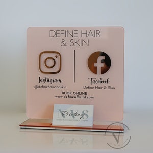 Business Card Holder with Social Media Sign