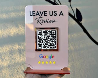 Custom QR Code Sign – Google Review Plaque for Business, Cafe, Salon or Shop