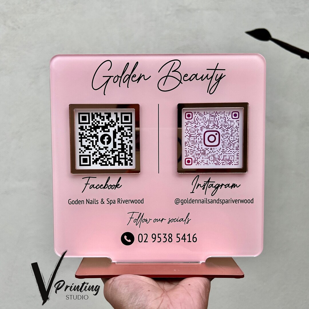 Custom Acrylic QR Code Business Sign: Social Media, Scan to Pay - Etsy