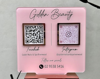 Custom Acrylic QR Code Business Sign: Social Media, Scan to Pay