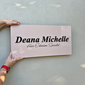 Business Logo Schild, 3D-Türschild, individuelles Logo Acryl Business Signage, Wandbehang Business Office, Rosegold Spiegel Acryl