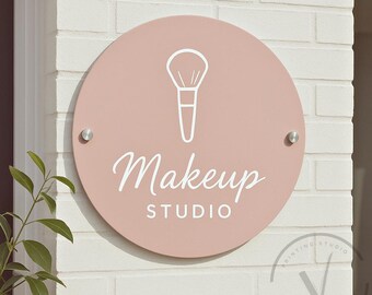Custom 3D Logo Business Sign, Blush Pink Acrylic Wall Signage, Modern Studio Nameplate
