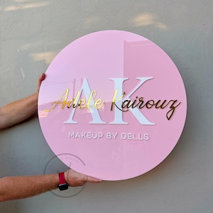 3D Round Business Logo Sign | Custom Acrylic Business Sign | Salon Decor | Salon Sign | Office Storefront | Wall Sign |