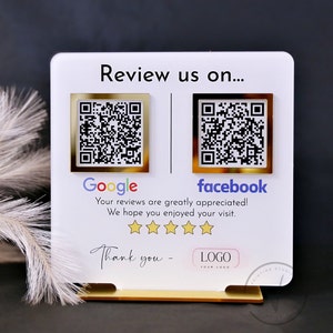 Letrero de reseña con código QR para empresas, letrero de reseñas de Google, letrero para dejar una reseña, placa comercial personalizada, letrero de salón, letrero de peluquería y estética.