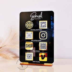QR Code Instagram Facebook Business Social Media Sign | Salon Beautician Hairdresser Beauty Sign Barcode Scan Multi Code