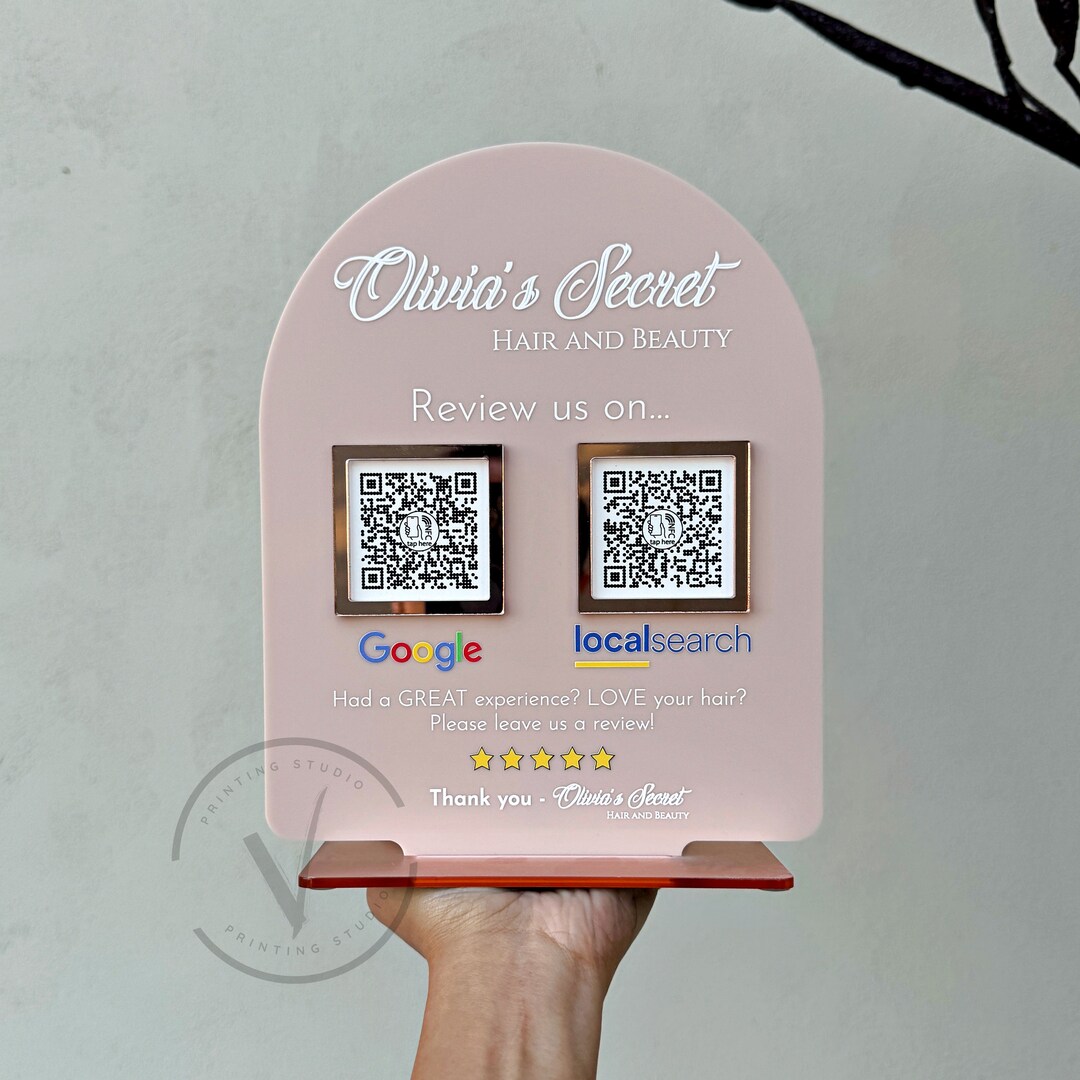 Business QR Code Review Sign, Google Review Sign, Salon Sign ...