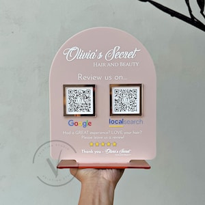 Business QR Code Review Sign, Google Review Sign, Salon Sign, Beautician Hairdresser Plaque