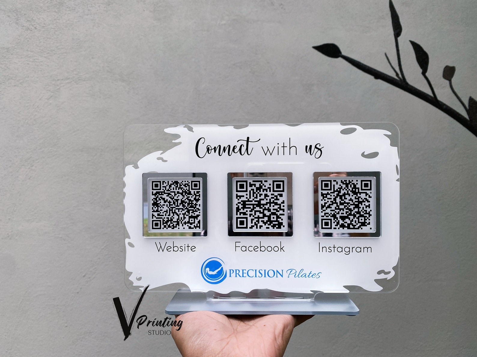 Multi QR Code Business Social Media Sign | Payment Sign | Custom Logo ...