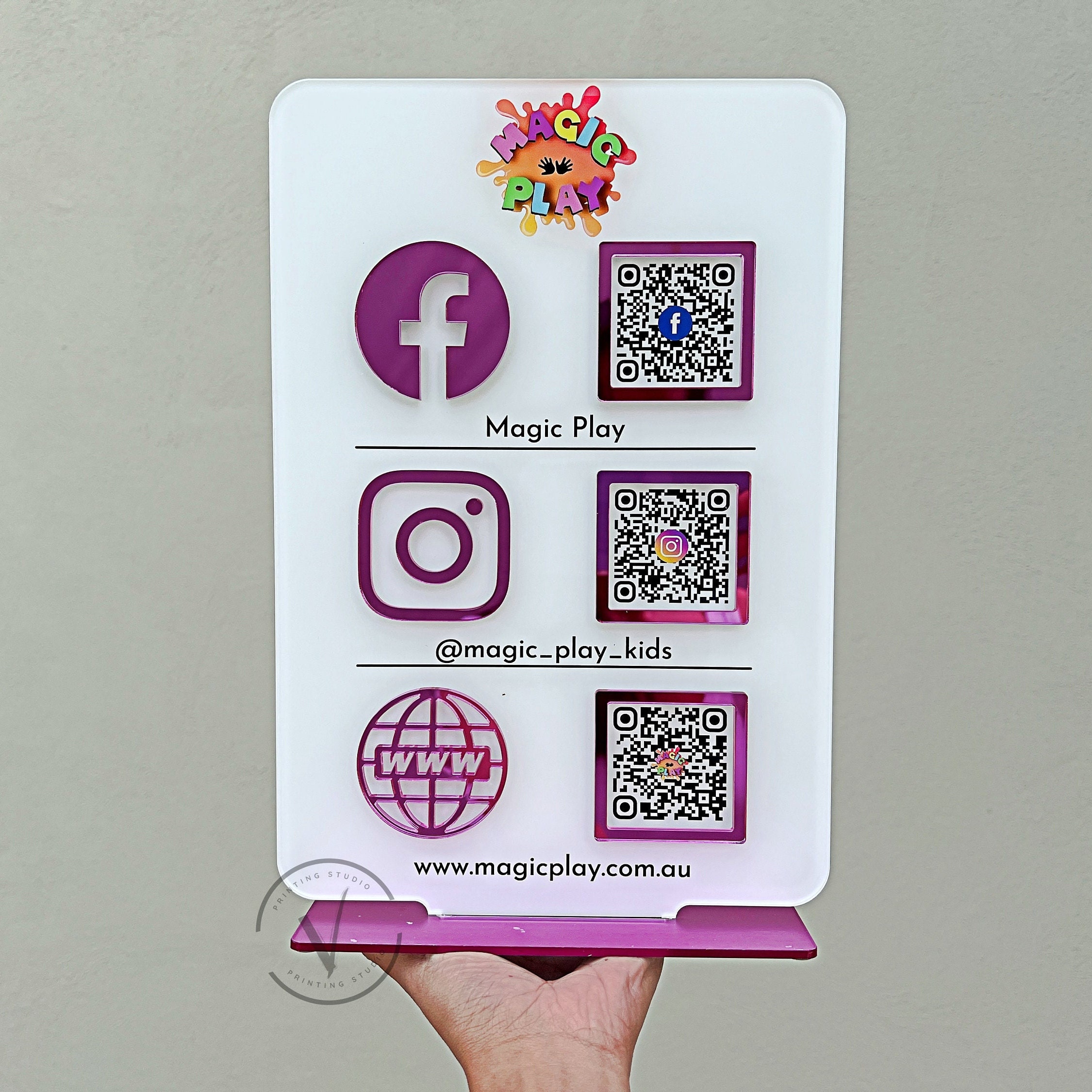 Dreifach Icon und QR Code Instagram Business Social Media Zeichen | Salon Zeichen | Schönheit Zeichen | QR-Code Schild Marketing-Zeichen Dreifach Icon und QR Code Instagram Business Social Media Zeichen | Salon Zeichen | Schönheit Zeichen | QR-Code Schild Marketing-Zeichen