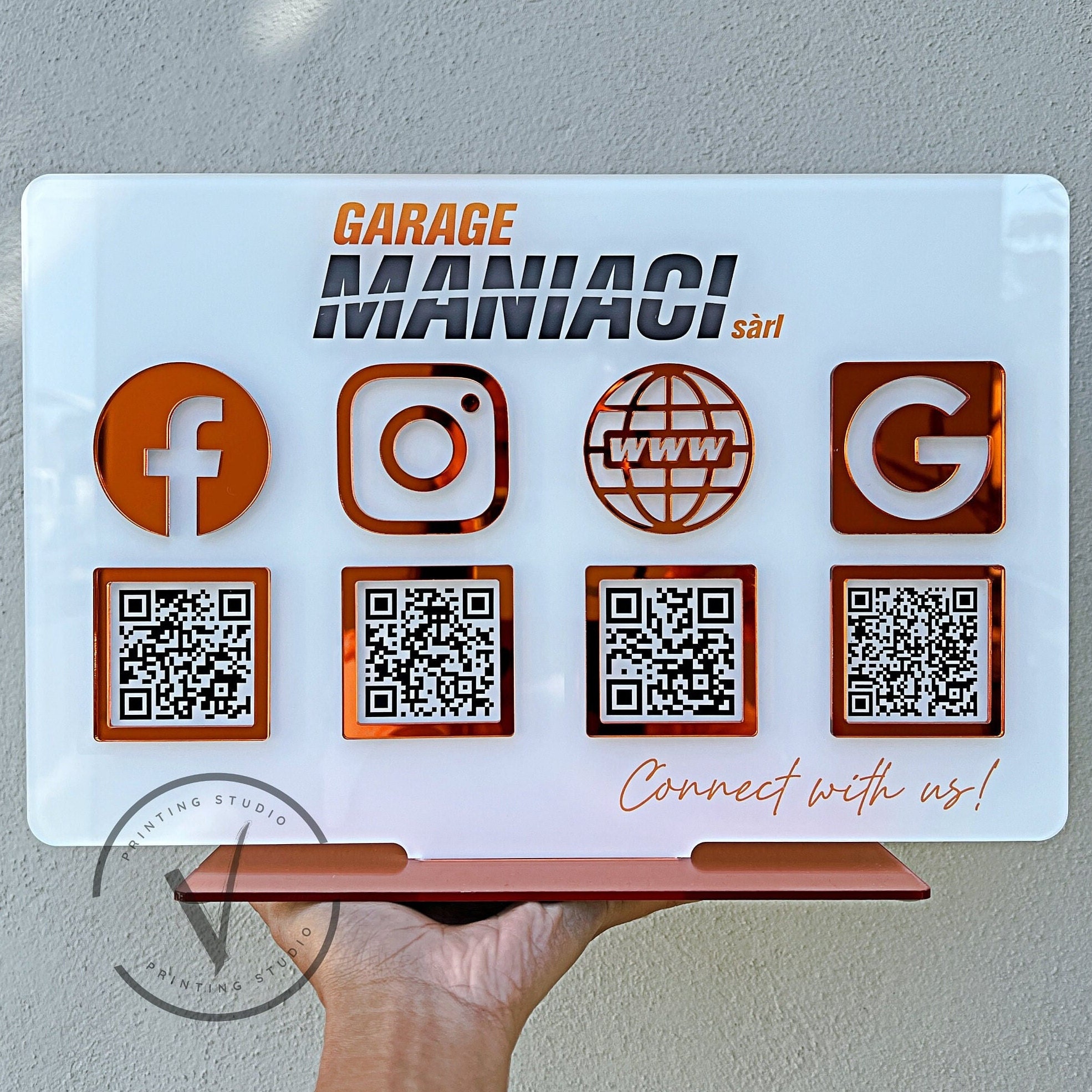 Multi QR Code Business Social Media Sign | Payment Sign | Custom Logo ...